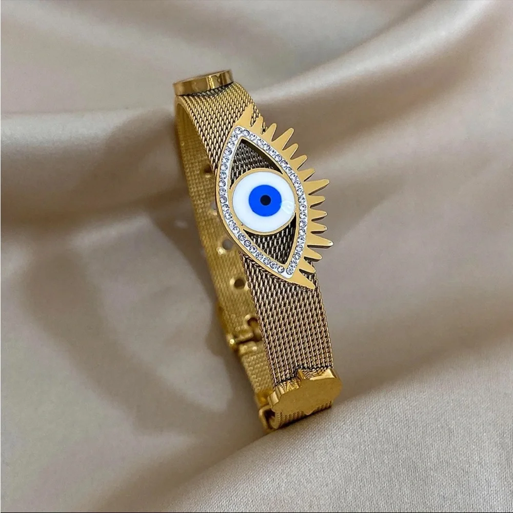 Gold Evil Eye Bracelet - Picture 2 of 7